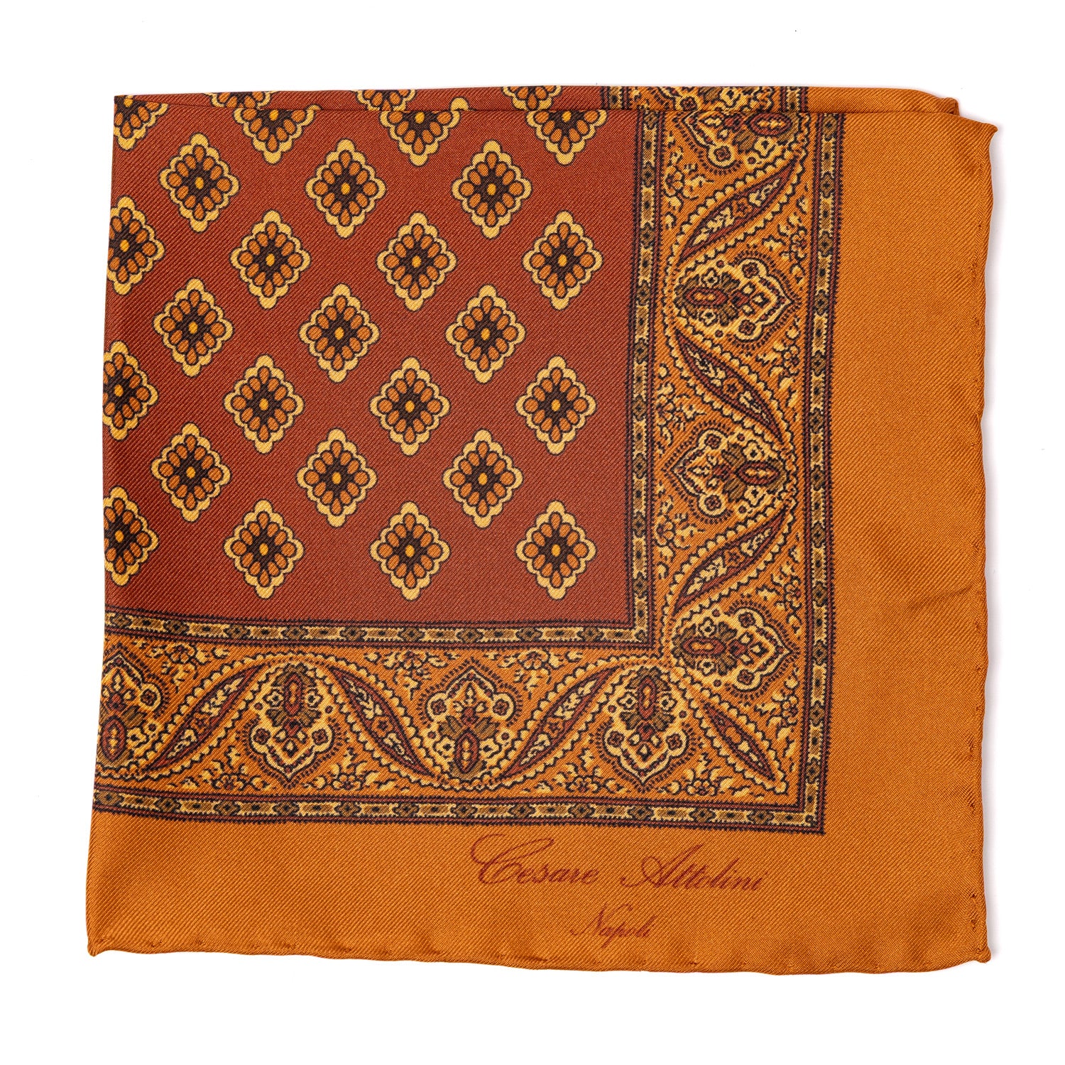 Pocket Square "Medaglioni Stampati" made of pure Silk - hand-rolled